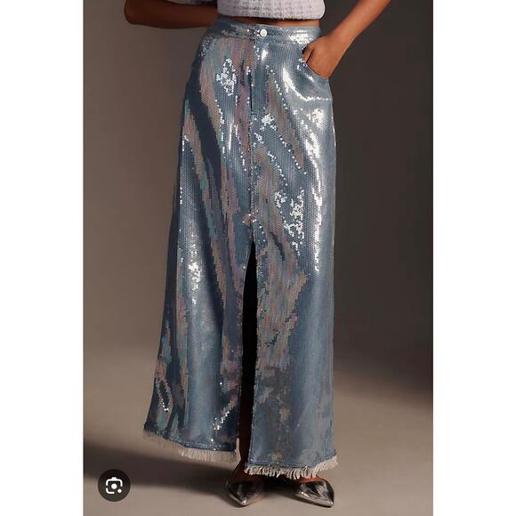 Anthropologie Pilcro Sequin Denim Skirt Size 6